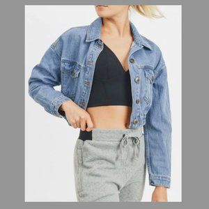 Mono B Cropped Jean Denim Jacket NWT